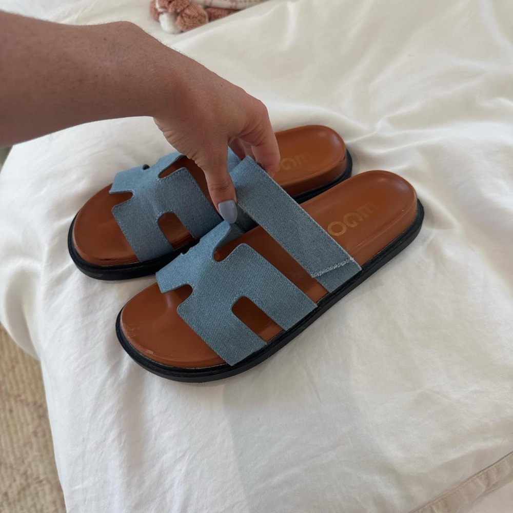 EGO Blue Sandals Modern Slide Design
